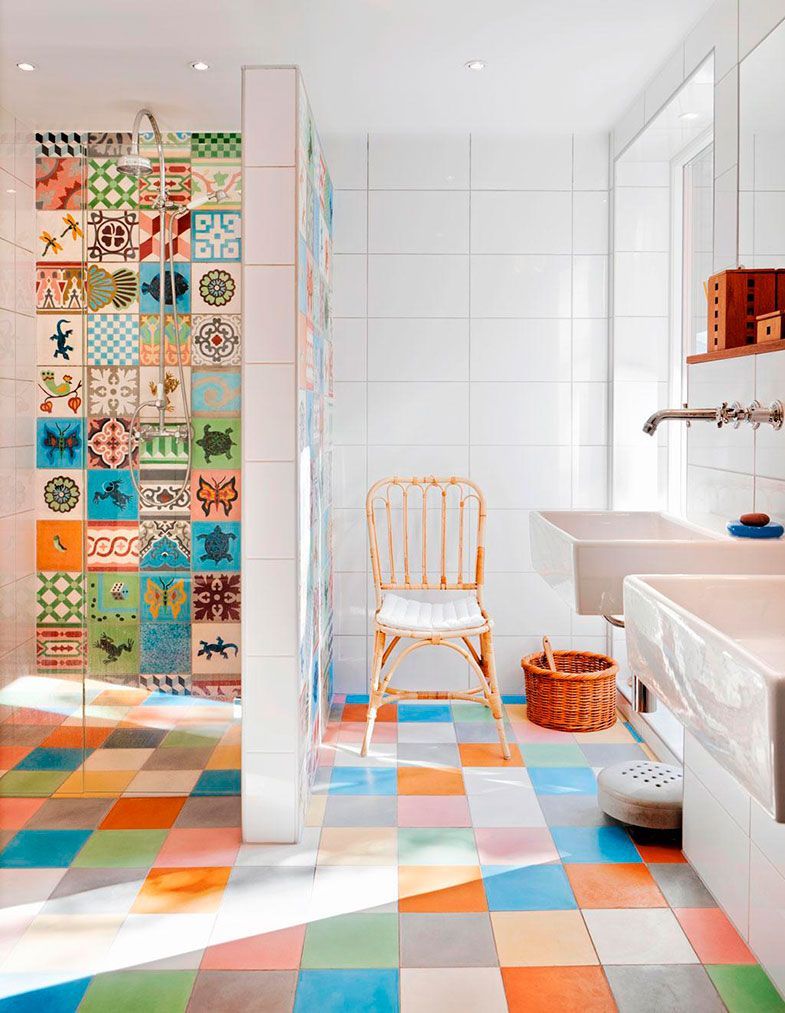 colorful bathroom tile